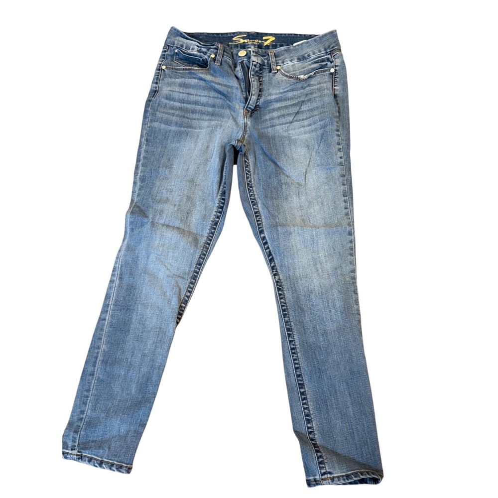 Seven7 Bootcut Medium Wash Distressed Pocket Denim Jeans Size 12